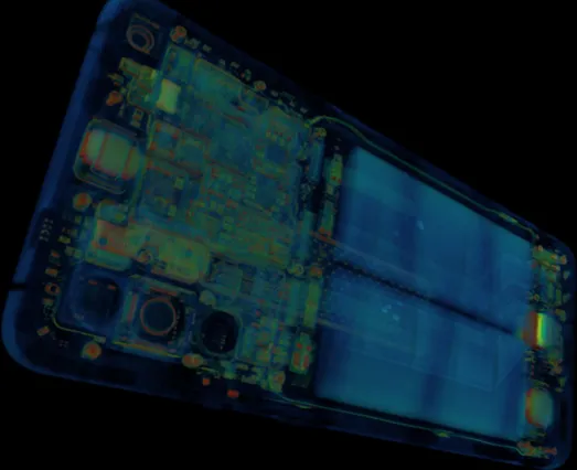 3D CT rendering of a smartphone