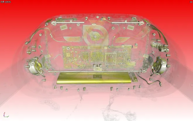 Transparent CT volume of an electronic device
