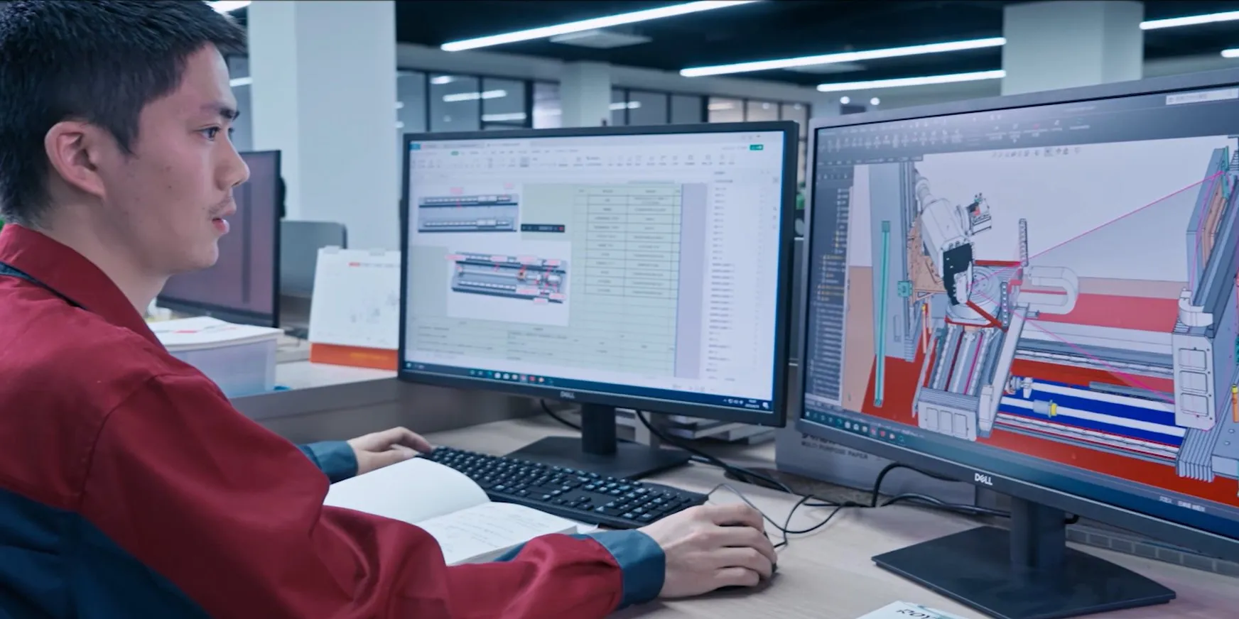 Royma engineer working on a machine design