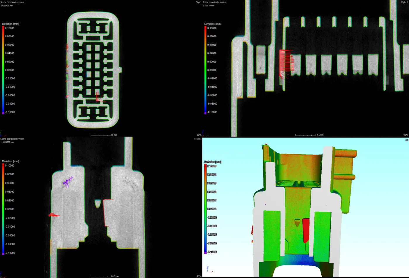 Nominal/actual comparison of a moulded connector housing from CT data